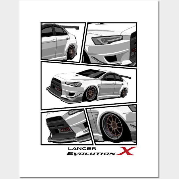 Mitsubishi Lancer EVO X Ehite, Evolution X, JDM Wall Art by T-JD